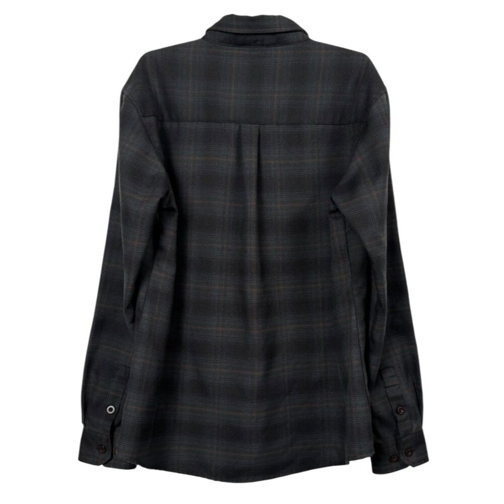Dixxon Flannel Shirt Womens XL The Phantom Black Flys Plaid Charcoal Cabincore - Picture 4 of 9